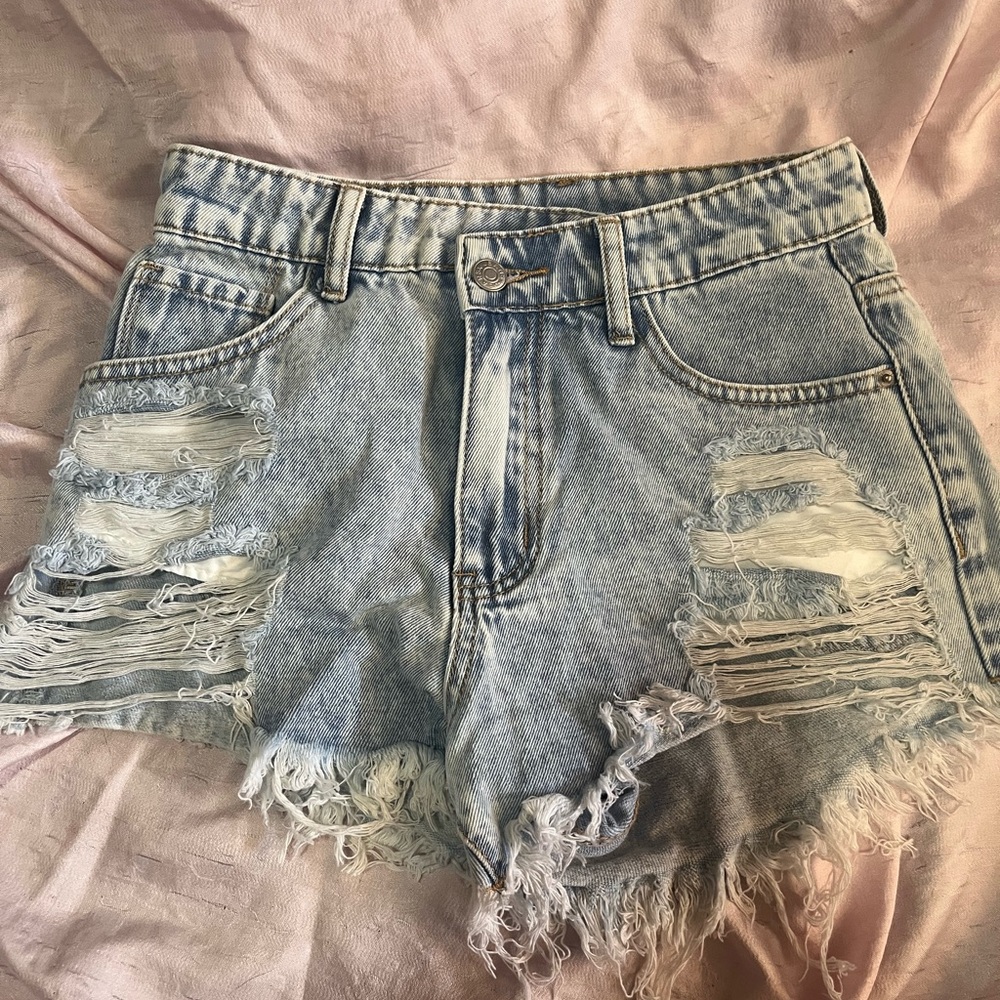 Distressed Denim Shorts